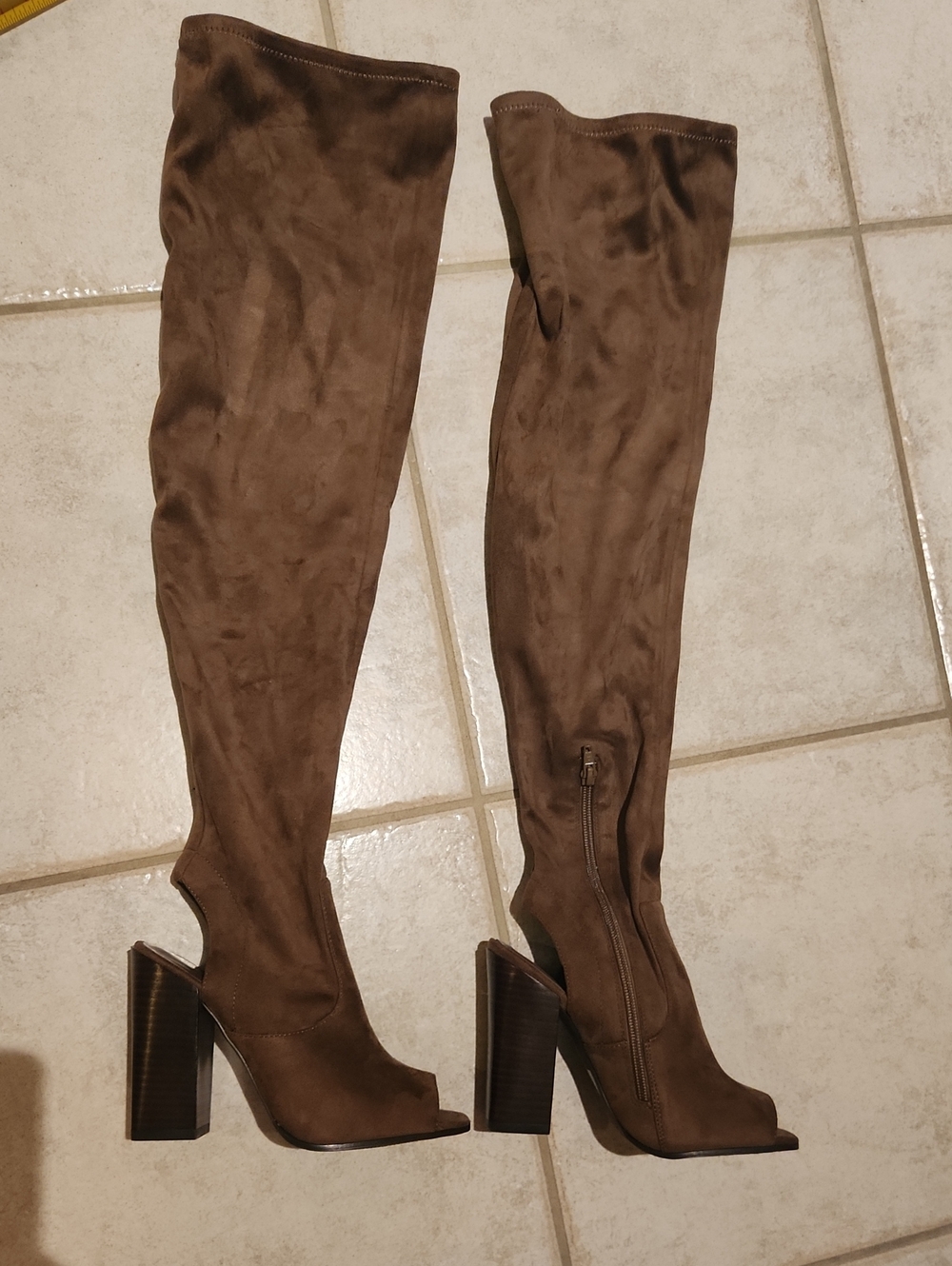 ALDO Brown Open-Toe Over-the-Knee Boots US 6